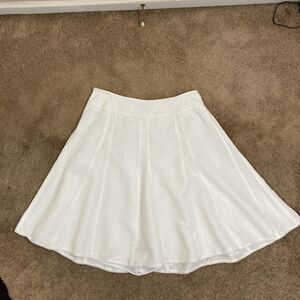 Larry Levine Ivory Linen Lace Trim Knee Length Circle Skirt 14 Coquette Cottage